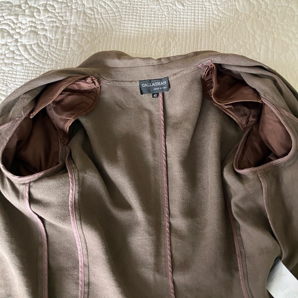 VTG EUC Callaghan (by Gianni Versace) brown women's linen blazer - Picture 6 of 12